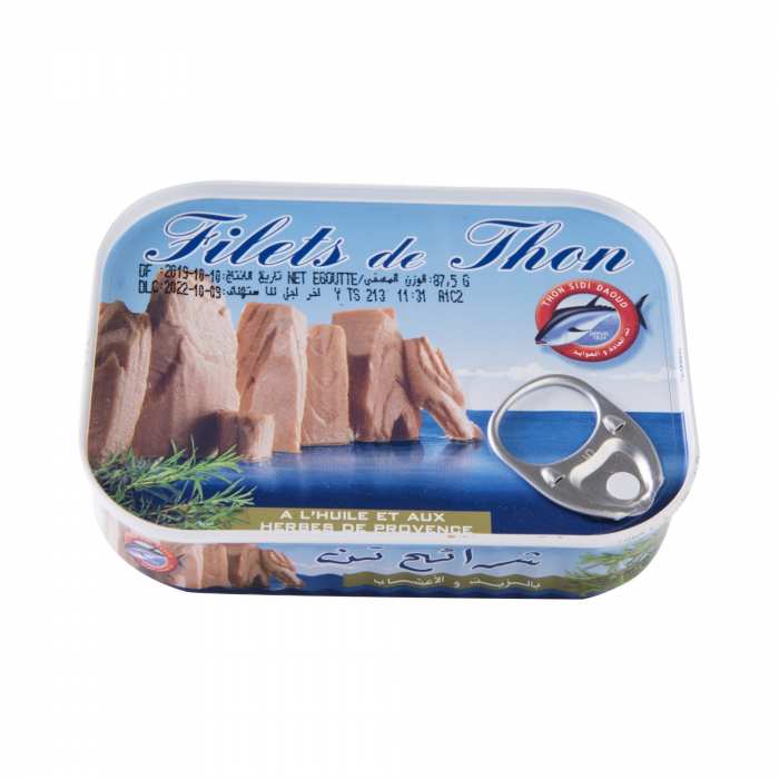 Filets de thon à l'huile d'olive et aux herbes de Provence 125Gr