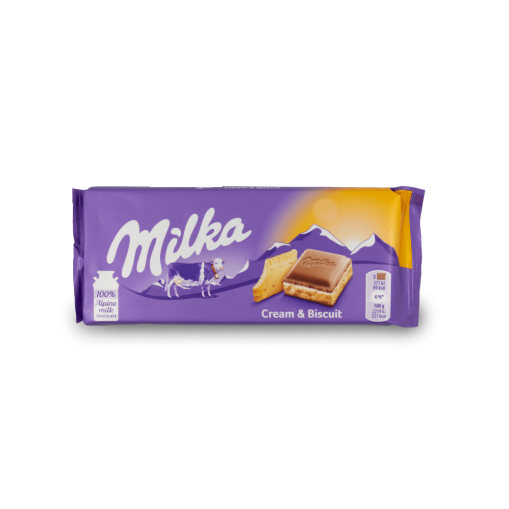 MILKA CREAM & BISCUIT 100 G / 3.5 OZ