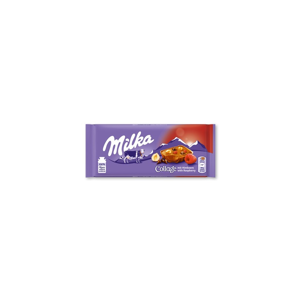 MILKA COLLAGE WITH RASPBERRY CHOCOLATE 100 GR