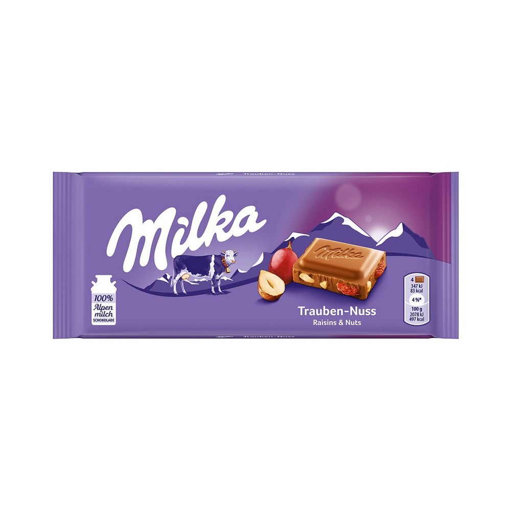 MILKA RAISIN & NUTS CHOCOLATE 100 G / 3.4 OZ