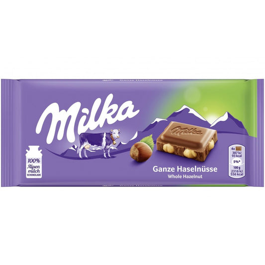 MILKA WHOLE HAZELNUT CHOCOLATE 100 G / 3.4 OZ