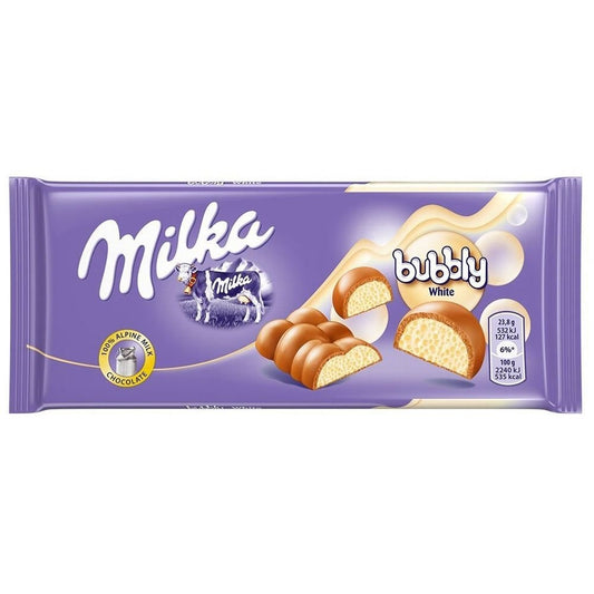 MILKA BUBBLY WHITE MILK CHOCOLATE 95 G